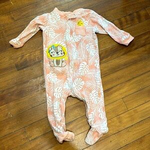 Koala Baby Cotton Pink Yellow Jungle Leaves Lion Pocket Infant Footie Pajamas